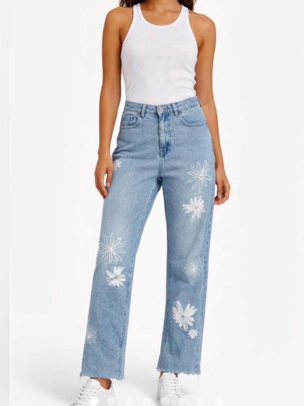 Wave Jeans Junior Size 13 Floral Print Straight Leg Denim Jeans